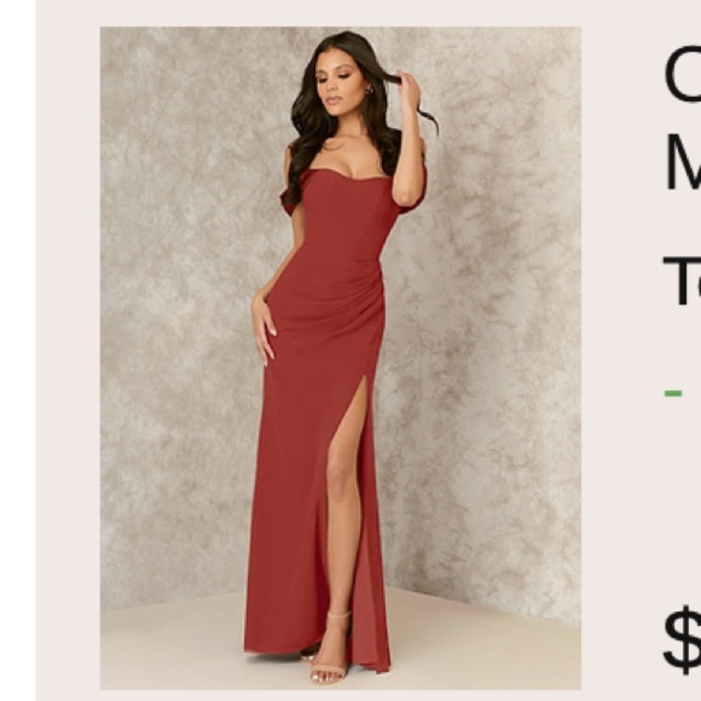 Azazie terracotta bridesmaids dress